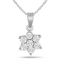 0.04 Carat Diamond Flower Pendant in .925 Sterling Silver