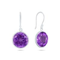 12MM February Amethyst Dangle Drop Earrings in .925 Sterling Silver