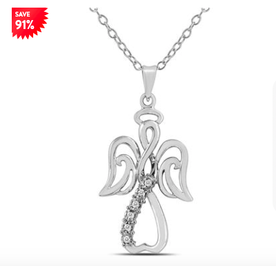 DIAMOND ANGEL PENDANT IN .925 STERLING SILVER