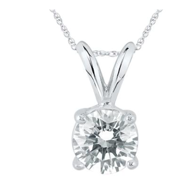 IGI CERTIFIED LAB GROWN 1 CARAT DIAMOND SOLITAIRE PENDANT IN 14K WHITE GOLD (I COLOR, SI1 CLARITY)