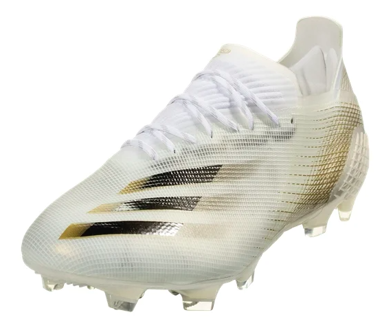 adidas X Ghosted.1 FG Firm Ground Soccer cleat - White/Black/Metallic Gold Item # A1042549