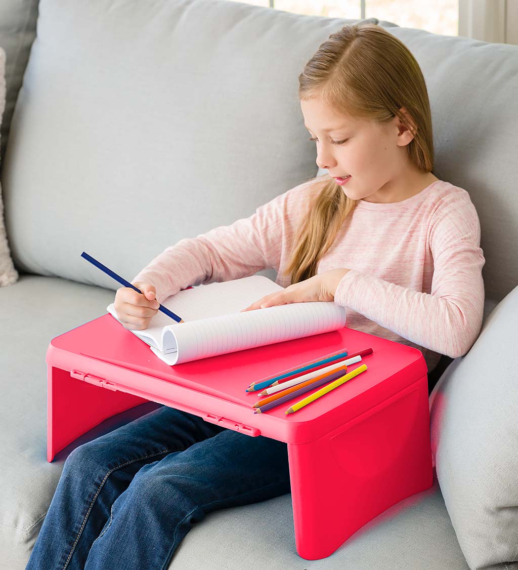 Portable Folding Lap Desk With Storage Activity Tray - Blue