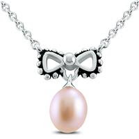 Young Girls 14" Bowtie Freshwater Cultured Pearl Necklace