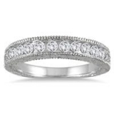 1/2 Carat TW Diamond Engraved Antique Band in 10K White Gold $299 Shipped