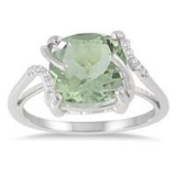 3.75 Carat Green Amethyst and Diamond Ring $34 w/ Free Shipping