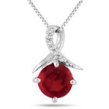 Ruby and Diamond Pendant in .925 Sterling Silver – $29 + Free Shipping