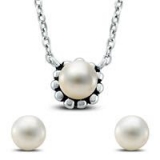 $22.29 Shipped 5-6mm Freshwater Cultured Pearl Choker Necklace and Earring Set in Sterling Silver