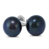 $9.99 Shipped 7-7.50MM All Natural Freshwater Black Cultured Pearl Stud Earrings in .925 Sterling Silver