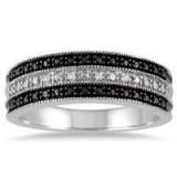 91% Off Black and White Diamond Band in .925 Sterling Silver