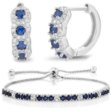 Blue Sapphire Earrings & Bracelet $9.99 Shipped