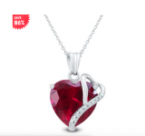 Lab Created Ruby & Genuine Diamond Heart Pendant $17 Shipped