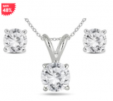 AGS CERTIFIED DIAMOND PENDANT AND EARRING 48% Off EMI $55.49