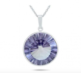 91% Off Optic Cut All Natural 18MM Amethyst Drop Pendant in .925 Sterling Silver