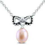 Young Girls 14″ Bowtie Freshwater Cultured Pearl Necklace $12.99 Shipped