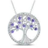 AMETHYST AND WHITE TOPAZ TREE OF LIFE PENDANT IN .925 STERLING SILVER $28.49 (Was $199)